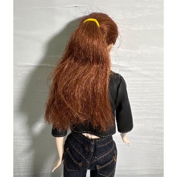Barbie Doll Redhead Mattel Black Floral Jacket Pink Top Jeans & Yellow Boots - Picture 6 of 11